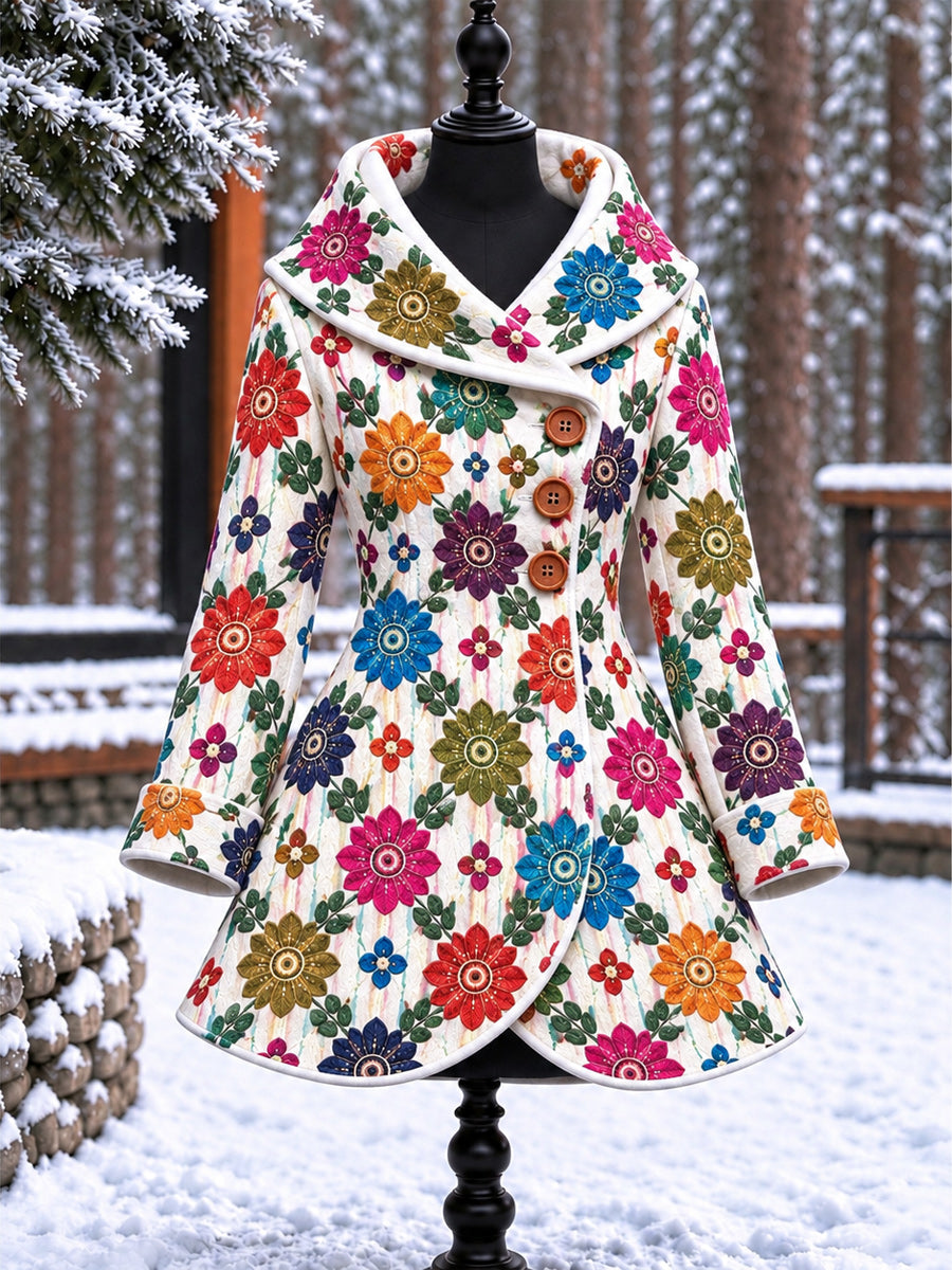 Women's Vintage Colorblock Asymmetrical Flared Coat
